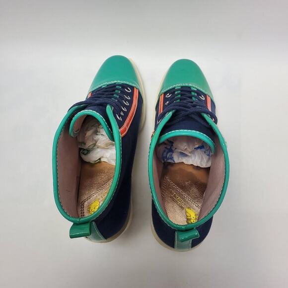 Opening Ceremony Grunge Lace Up Sneakers Canvas Booties Color Block Size EU 37 - Picture 7 of 12